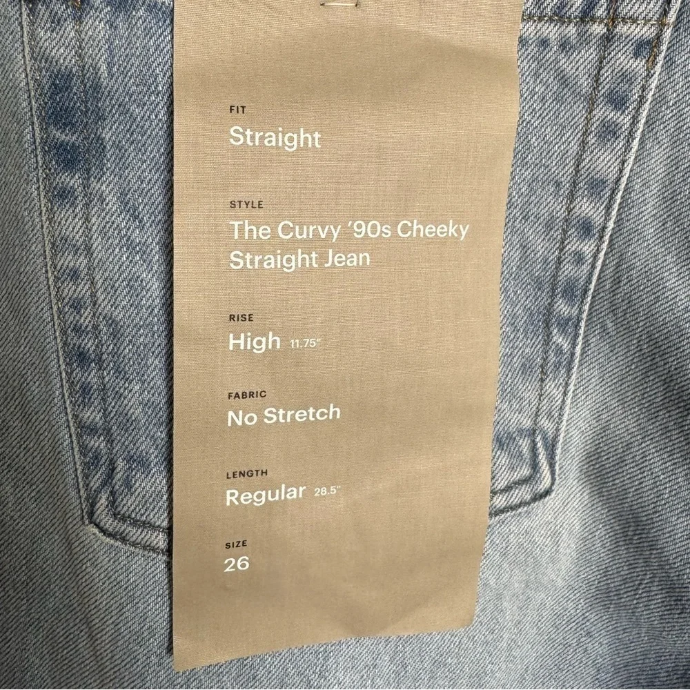 NWT Everlane Curvy 90s Cheeky Straight Jeans Light Wash size 26 high rise
